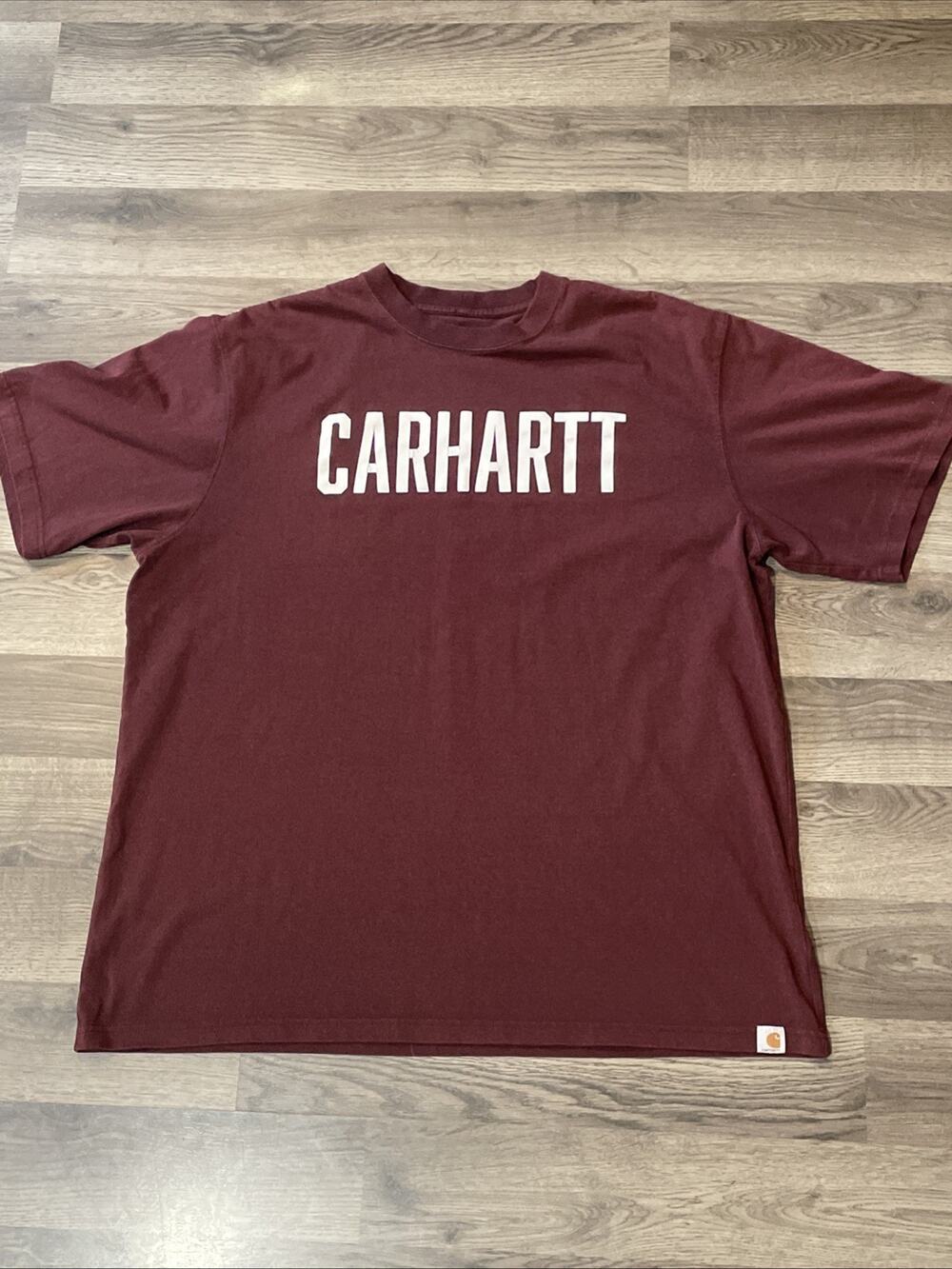 Mens Carhartt Front Graphic T Shirt XL Crew Neck Original Fit Faded Port Wine